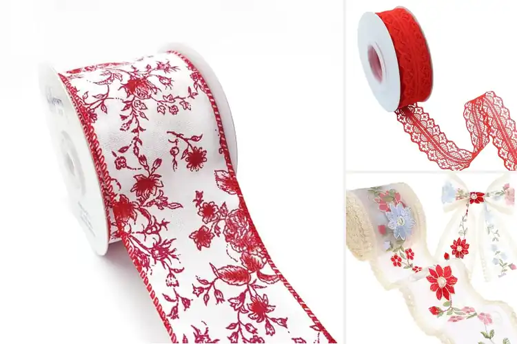 Detailed view of Best Red Floral Ribbons
